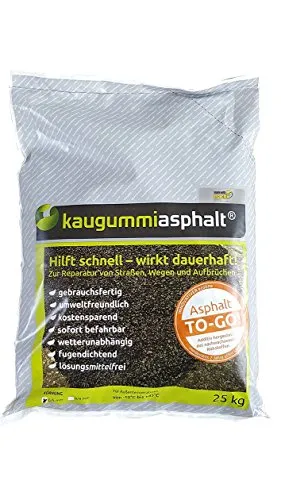 Kaugummiasphalt® 0/5 - 25 kg Sack - Kaltasphalt für schnelle Reparaturen, extrem flexibel und langlebig - ideal für Straßen und Wege.