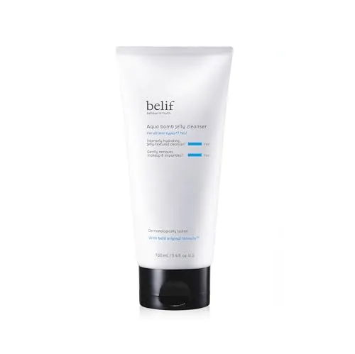 belif Aqua Bomb Jelly Cleanser – Sanfter Gesichtsreiniger mit Gel-zu-Schaum-Formel, spendet Feuchtigkeit & glättet die Haut, für alle,K-Beauty (160ml)