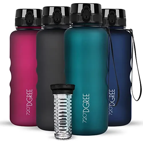 720°DGREE uberBottle 1,5l - BPA-freie Trinkflasche mit Früchtebehälter - Trinkflasche für Gym, Fitness und Outdoor mit 1500ml Volumen, integrierter Skala und auslaufsicherem Sportdeckel für ein hygienisches Trinkerlebnis.