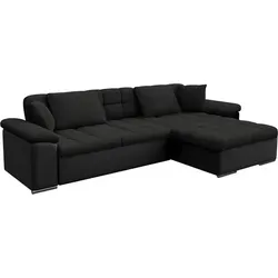 Mirjan24 Ecksofa Schwarz, 5-Sitzer mit Schlaffunktion - Ecksofa für Wohnzimmer, 280x160 cm, mit praktischer Schlaffunktion und Bettkasten für zusätzlichen Stauraum. Ideal für Gästeübernachtungen und gemütliche Abende.