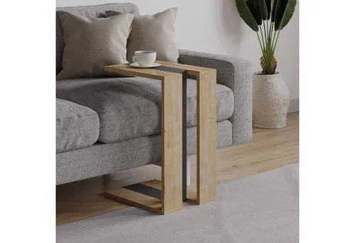 Decortie Beistelltisch Muju - Moderner C-Form Tisch aus Eiche-Anthrazit - Ablagetische, eleganter und praktischer Beistelltisch mit einfacher Selbstmontage und pflegeleichter Oberfläche, perfekt für jedes Wohnzimmer.