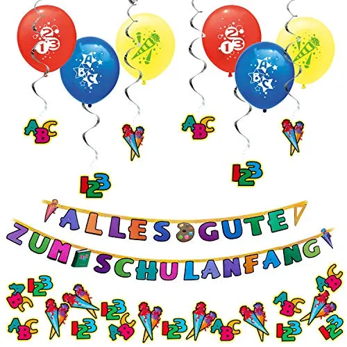 Oblique Unique® Schuleinführung Schulanfang Einschulung Deko Set für Jungs und Mädchen
