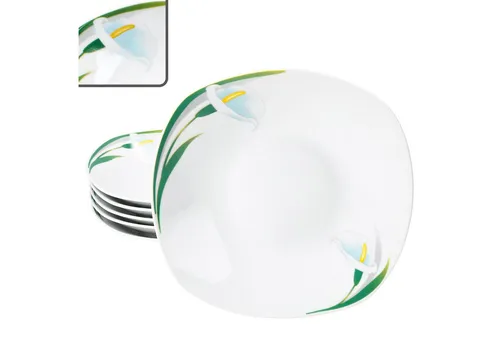 MamboCat Suppenteller 6x White Calla - Elegante Porzellan Suppenteller - Suppenteller aus hochwertigem Porzellan, ideal für festliche Anlässe und den täglichen Gebrauch, 450ml Füllmenge, für 6 Personen.