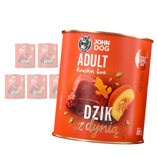 John Dog Nassfutter Für Hunde Pumpkin Line Wildschwein Mit Kürbis Set 6x800g