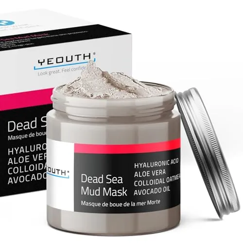 YEOUTH Totes Meer Schlamm Gesichtsmaske mit Hyaluronsäure und Avocadoöl, Face Mask für Glattere, Strahlendere Haut, Maske Gesicht Hautpflege 240ml