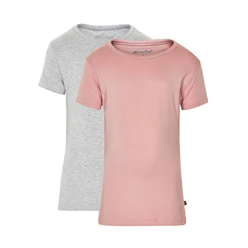 MINYMO Mädchen Minymo 2er Pack T-shirt für Mädchen T Shirt, Mehrfarbig (Rosa/Grau 568), 92 EU