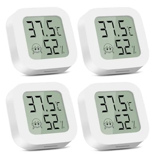 CNMTCCO luftfeuchtigkeitsmesser Thermometer Innen, 4 Stück Hygrometer Mini LCD Digital Thermometer Gauge für Arbeitszimmer Babyzimmer, Weinkeller, Seniorenzimmer usw