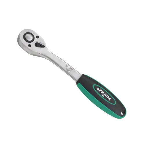 WIESEMANN 1893 Hebel-Umschaltknarre 3/8 Zoll mit 72 Zähnen I feinverzahnte Ratsche aus CV-Stahl verchromt mit Zwei-Komponenten Griff I 80829