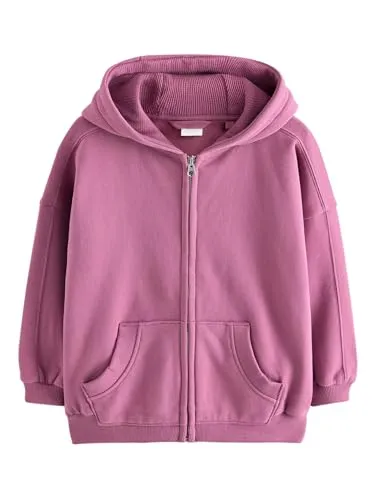 NEXT Mädchen Standard Kapuzenjacke mit durchgehendem Reißverschluss Berry Pink 152