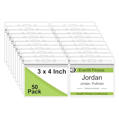 Fushing 50Pcs Ausweishülle,Kartenhülle,Wasserdichte Kartenhalter Ausweis,Transparent Kartenhalter,Badge Holder,Horizontal (114 * 93)