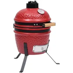 vidaXL 2-in-1 Kamado-Grill Smoker Keramik 56 cm Rot