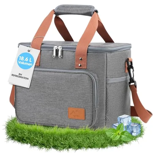GRIRDDIV 18.6L Kühltasche klein unterwegs, Isolierte Cooler Bag Lunchtasche faltbar für Herren und Damen, Wiederverwendbare Lunchtasche, Tragbare Kühlbox auslaufsicher, Bier, Arbeit, Strand
