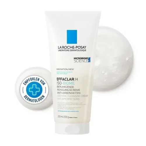 L'Oreal ROCHE-POSAY Effaclar H Iso-Biome Reinigungscreme 200 ml - Medizinische Körperpflege für empfindliche, unreine Haut. Die sanfte Reinigungscreme beugt Austrocknung vor und mildert Unreinheiten dank prebiotischer Inhaltsstoffe.