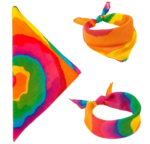 Widmann S.r.l. Kostüm Batik Bandana Halstuch - 55 x 55 cm, aus 100% Baumwolle und ideal für Hippie Kostüme