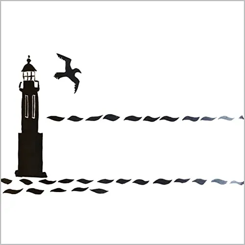 PPD - 133002207 - Lunch Servietten, Papier, 20 Stück, Leuchtturm, Möwe, weiß, 33cm x 33cm