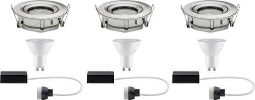 Paulmann Bad-Einbauleuchte 3er Set 21W - Elegante Eisenleuchten für Ihr Badezimmer - Einbauleuchten, 3er Set mit 21W Leistung, gebürstete Eisenoberfläche sorgt für stilvolle Akzente und optimale Beleuchtung im Bad.