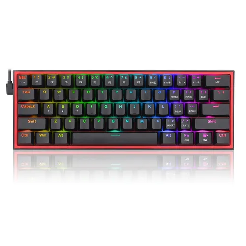 Redragon K617 RGB - Mechanische Gaming-Tastatur mit 61 Tasten - Tastaturen & Keypads, kompakte und tragbare Bauweise mit RGB-Beleuchtung und leisen Tasten für ein optimales Gaming-Erlebnis.