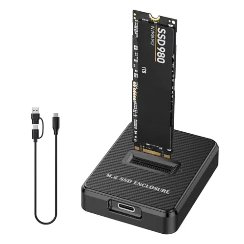 SHUBEIEUMI M.2 NVMe SSD Gehäuse AdapterSchwarz | 10 Gbps M.2 NVME Gehäuse und SATA USB Adapter, USB 3.1 Gen2 SSD Gehäuse für NVMe PCIe M-Key/M+B Key in 2230/2242/2260/2280