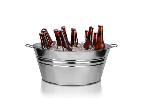 BigDean XXL Getränkewanne - Großer Getränkekühler mit Henkel - Weinkühler & Sektkühler - Mit 35 Litern Fassungsvermögen bietet dieser robuste Zink Getränkekühler ausreichend Platz für kühle Getränke bei jeder Garten-Party. Inklusive stabilen Griffen für einfachen Transport.