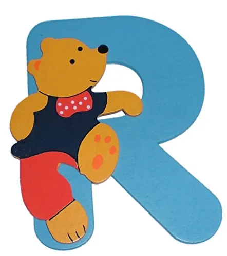 Bieco - Holzbuchstabe R, blau, Bär-Design