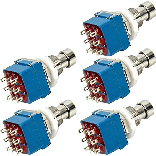 Mintice™ 5 Stück 3PDT 9-polig Box stampfen Gitarren-Effekt-fach Fußschalter True Bypass Metall Blau