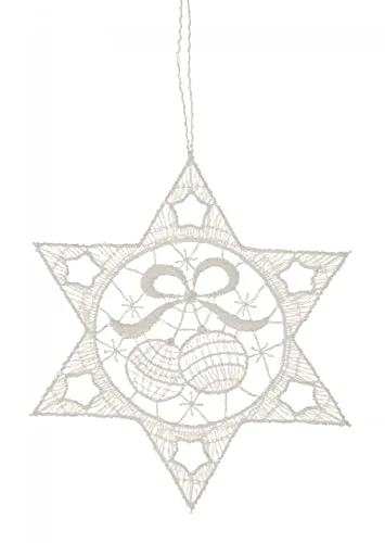 Rudolphs Schatzkiste Baumbehang Stern mit Kugeln Plauener Spitze BxHxT 9x9x0,1cm NEU Christbaumschmuck Weihnachtsbaum Anhänger