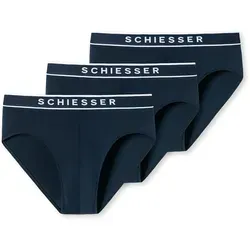 Schiesser Herren 3 PACK Slips Bio Baumwolle - Bequeme Herrenunterwäsche in Dunkelblau - Herren-Slips aus 95% Bio-Baumwolle, sportlicher Webgummibund mit SCHIESSER-Logo, angenehm weich und formstabil für optimalen Tragekomfort.