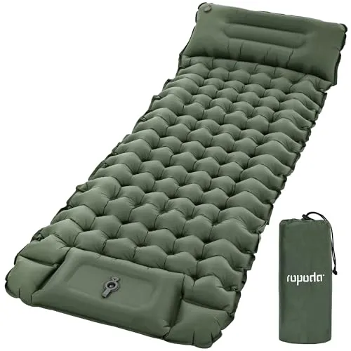 ROPODA Selbstaufblasende Isomatte für Camping mit Fußpresse, Ultraleicht und Wasserdicht (Grau)