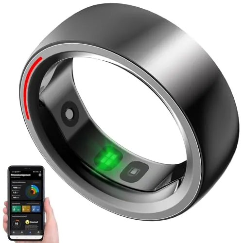 Newgen Medicals Fitness Tracker Ring: Fitness- & Schlaftracker-Ring mit Herzfrequenz- & SpO2-Anzeige