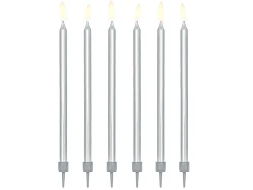 partydeco Geburtstagskerze, Geburtstagskerzen mit Halter 12.5cm silber 12er Set