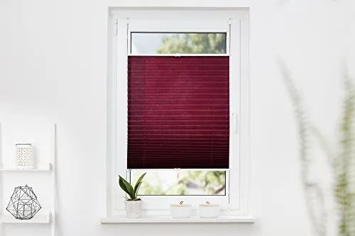 Khome Klemmfix-Plissee 95 x 210 cm (B x L) Bordeaux Lichtschutz Moderne Crushed Optik