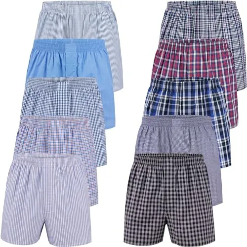 City Life 10er Pack Herren Boxershorts - Komfortable Baumwoll-Webboxer für jeden Tag - Hochwertige Herren Boxershorts aus 100% Baumwolle, atmungsaktiv und pflegeleicht. Bequemer Elastikbund für optimalen Sitz. Erhältlich in verschiedenen Größen und Designs, ideal für Alltag und Freizeit.