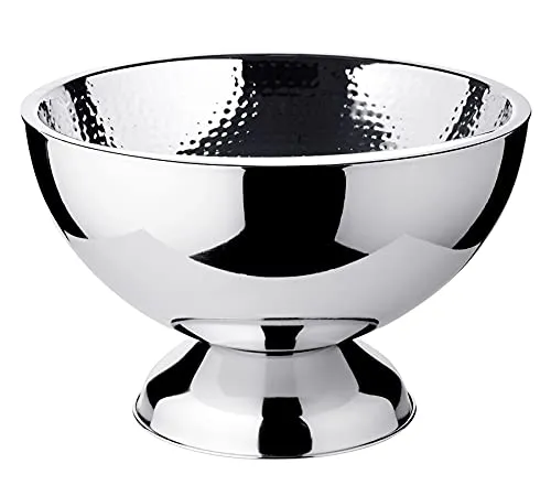 EDZARD Champagnerkühler Cadiz - Eleganter Edelstahl Flaschenkühler - Barzubehör: Hochwertiger, doppelwandiger Champagnerkühler aus hochglanzpoliertem Edelstahl mit gehämmertem Innenraum, ideal für bis zu 3 Flaschen und perfekte Isolierung für langanhaltende Kühlung.