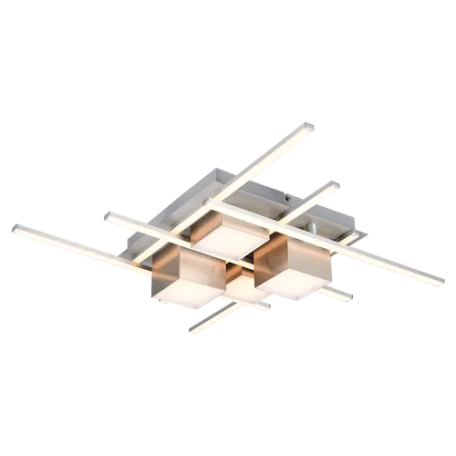 LED Deckenleuchte mit Fernbedienung, dimmbar und in Nickel, 70 cm - Moderne Deckenlampe in mattem Nickel mit 4050 Lumen und stufenlos einstellbaren Farbtemperaturen. Ideal für individuelle Lichtgestaltung im Wohnbereich.