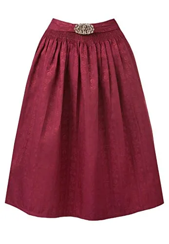 Stockerpoint Sc-300 Damen Midi Dirndlschürze, bordeaux, 40-44 - Dirndlschürzen, hochwertige Allover Jacquard-Schürze mit trendiger Metallschließe, ideal für moderne und klassische Dirndl mit einer Rocklänge von 70 cm.