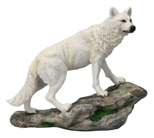 Figuren Shop GmbH Tierfigur Wolf Figur weiß - Der Beobachter - Dekofigur Tierfigur Wolffigur