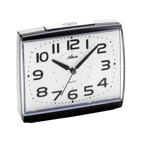 Atlanta 1919/4 Wecker Quarz analog schwarz - Klassischer, leiser Quarz-Wecker ohne Ticken mit Snooze-Funktion und praktischer Beleuchtung für entspannten Schlaf im Schlafzimmer.