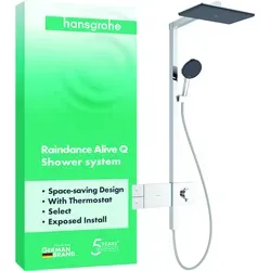 hansgrohe Raindance Alive Q Duschsystem 210/340 1jet - Komplettduschen mit ShowerSelect Comfort für individuell einstellbare Wasserstrahlarten und ein luxuriöses Duscherlebnis.
