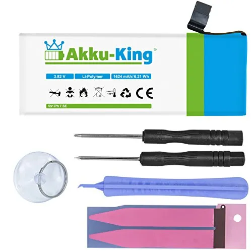 Akku-King Akku kompatibel mit iPhone SE - Li-Polymer 1624mAh - mit Öffnungswerkzeug/Klebestreifen