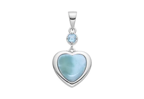 Cavill Kettenanhänger Cavill Larimar Herzanhänger 2,62 ct mit Topas, 925er Silber Damen (1-tlg)
