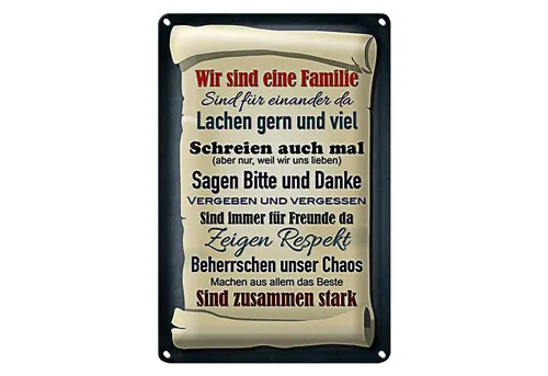 Roomando Metallschild Spruch 12x18cm wir sind eine Familie zusammen