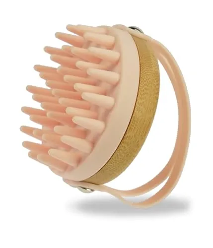 Fantasia Beauty Kopfhaut Massagebürste – Shampoo Bürste & Scalp Scrub aus Bambus und weichem Silikon – Scalp Massager für entspannende Kopfmassage – Ergonomisches Design für alle Haartypen