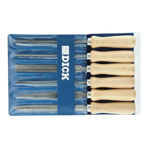 Dick Schlüsselfeilen-Satz 6tlg. - 100 mm Hieb - Feilen & Raspeln, ideal für präzise Arbeiten an Holz, NE-Metallen, Eisen und Stahl. Lieferumfang: Flachstumpf, Flachspitz, Dreikant und Vierkant.