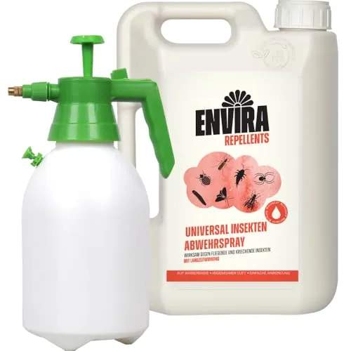 Envira Universal Insekten Abwehrspray 2 Liter - Langzeitwirkung gegen Ungeziefer - Universelle Insektenabwehr: Das Envira Spray bietet bis zu 3 Monate Schutz vor Trauermücken, Silberfischen und mehr – ideal für alle Wohnräume und den Garten.