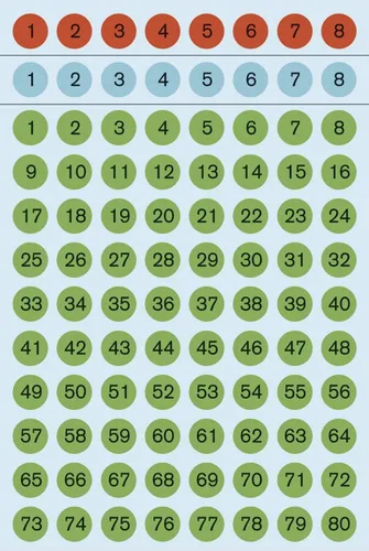 HERMA Zahlen Sticker 1-160 Durchmesser: 8 mm farbig 176 Sticker auf 6 Blatt