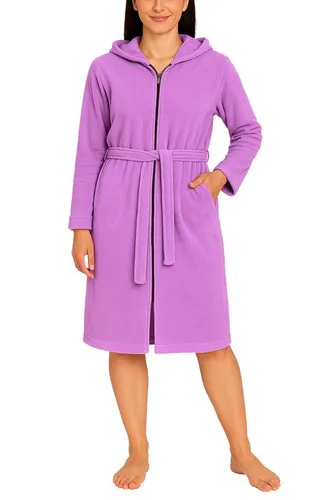 Aquarti Damenbademantel Aquarti Damen Bademantel Morgenmantel mit Reißverschluss Lang
