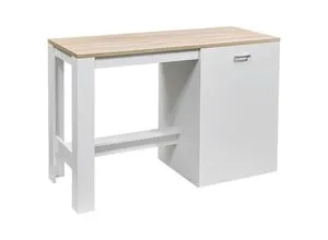 Andy Kücheninsel freistehend in Weiß matt mit Eiche Sonoma Optik - Bewegliche Kücheninsel mit viel Stauraum, ideal für moderne Küchen. Einfach zu montieren und fügt sich mühelos in verschiedene Einrichtungsstile ein.