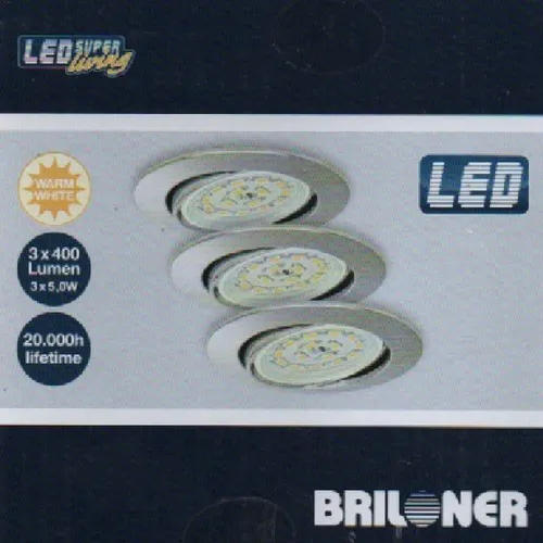 Briloner LED Einbauleuchten chrom 3er-Set 3xLED-Modul 5W