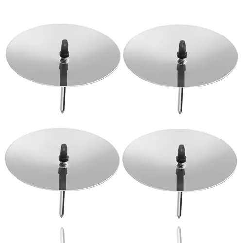 4X Adventskranzstecker 5 cm Kerzenhalter - universell für Kerzen - Kerzenteller mit Dorn - Kerzenstecker für Adventskranz Weihnachten Adventskranzhalter mit Dorn (Silber)