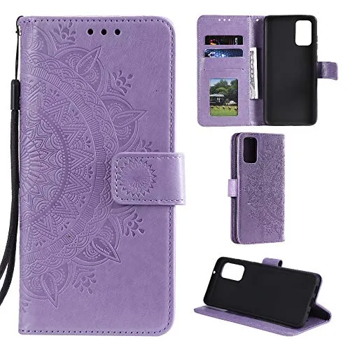 CoverKingz Handy Tasche kompatibel mit Huawei P40 - Handycase mit Kartenfach Handyschutzhülle Cover – Smartphonehülle klappbar Motiv Mandala Lila